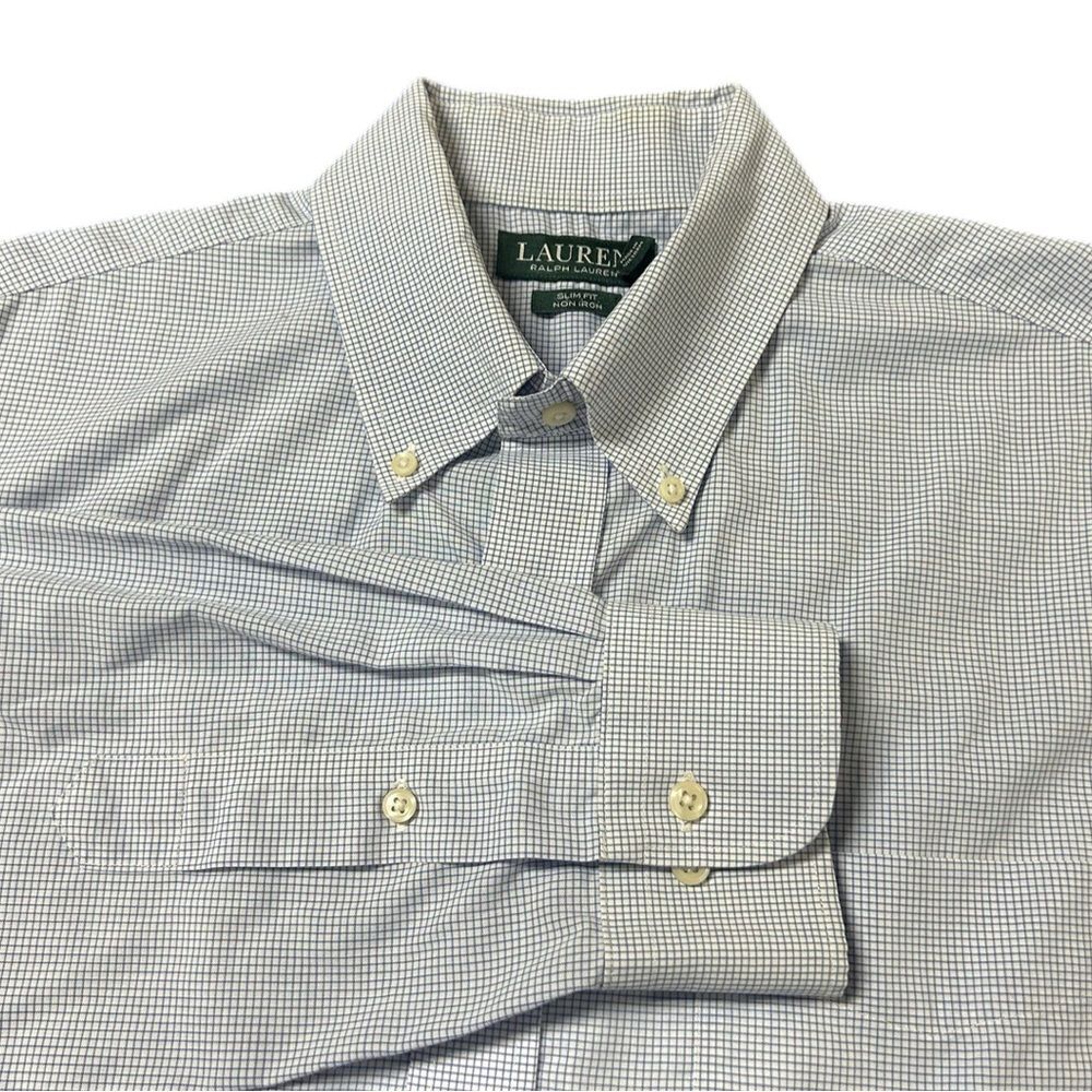 Lauren Ralph Lauren Slim Fit Non-Iron 16 1/2 34/35 Plaid Stretch Men Button Down